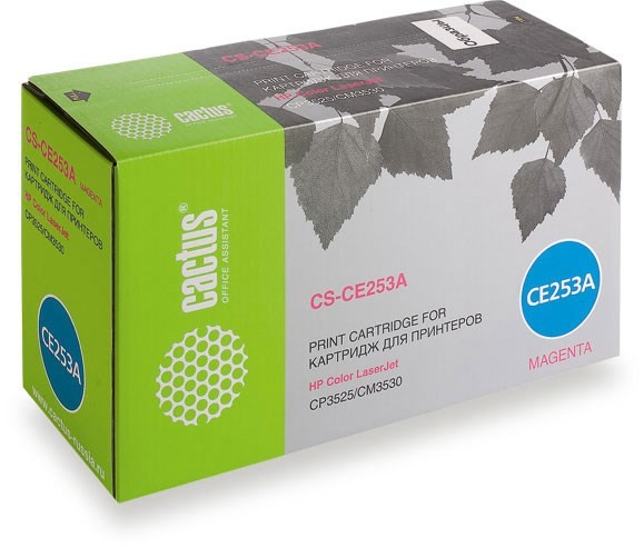 Картридж лазерный Cactus CS-CE253A (HP 504A) для принтеров HP Color LaserJet CM3530/ CM3530fs MFP/ CP3520/ CP3525/ CP3525dn/ CP3525x пурпурный 7000 стр.