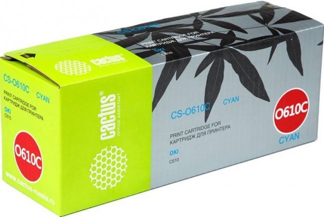 Картридж лазерный Cactus CS-O610C (CS-O610C) для принтеров Oki C610 голубой 6000 страниц