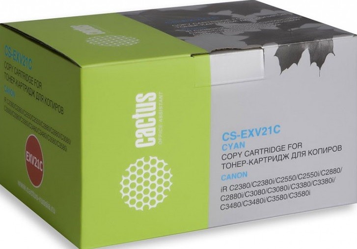 Картридж лазерный Cactus EXV21C (CS-EXV21C) для принтеров Canon IRC2380/ C2380i/ C2550/ C2550i/ C2880/ C2880i/ C3080/ C3080i/ C3380/ C3380i/ C3480/ C3480i/ C3580/ C3580i голубой 14000 страниц