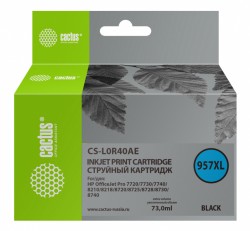 Картридж струйный Cactus 957XL CS-L0R40AE черный (73мл) для HP OfficeJet 8210/8218/8720/8725/8730