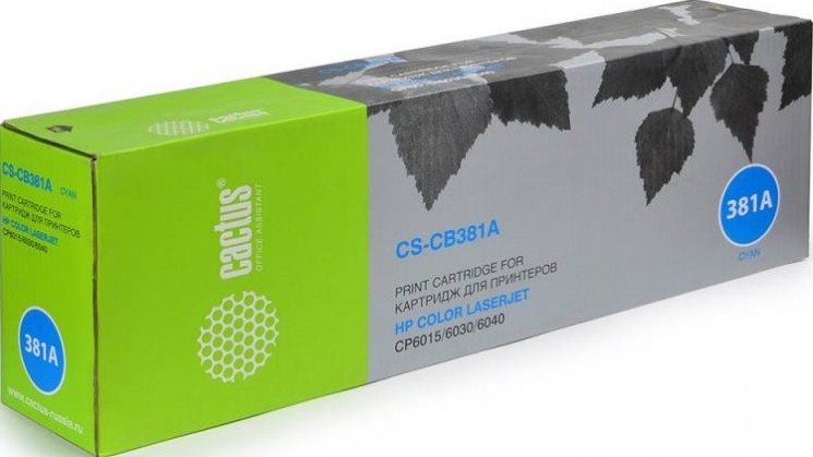 Картридж лазерный Cactus CB381A (CS-CB381A) для принтеров HP Color LaserJet CM6030/ CM6040/ CP6015 голубой 21000 страниц