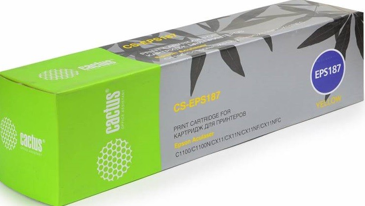 Картридж лазерный Cactus EPS187 (CS-EPS187) для принтеров Epson AcuLaser C1100/ C1100N/ CX11/ CX11N/ CX11NF/ CX11NFC желтый 4000 страниц