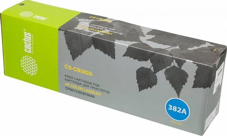 Картридж лазерный Cactus CB382A (CS-CB382A) для принтеров HP Color LaserJet CM6030/ CM6040/ CP6015 желтый 21000 страниц
