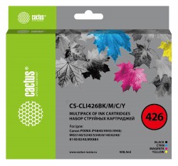 Комплект струйных картриджей Cactus CS-CLI426BK/M/C/Y черный/голубой/желтый/пурпурный (33.6мл) для Canon Pixma MG5140/ 5240/ 6140/ 8140/ MX884