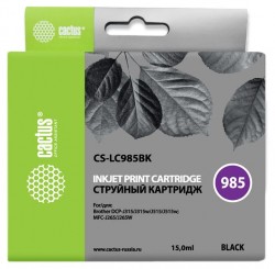 Картридж струйный Cactus CS-LC985BK черный (15мл) для Brother DCPJ315W/DCPJ515W/MFCJ265W
