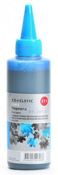 Чернила Cactus CS-I-CL511C голубой 100мл для Canon Pixma MP240/MP250/MP260/MP270/MP480