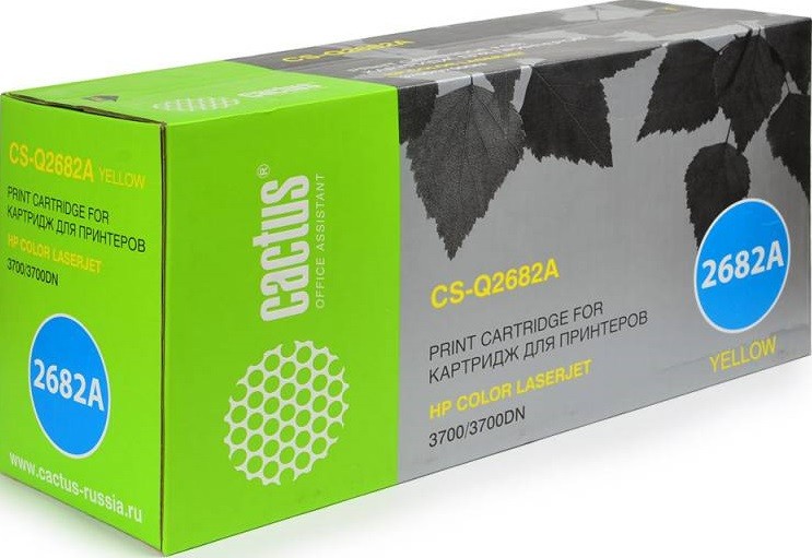 Картридж лазерный Cactus Q2682A (CS-Q2682A) для принтеров HP Color LaserJet 3700 желтый 6000 страниц