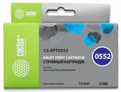 Картридж струйный Cactus CS-EPT0552 голубой (10мл) для Epson Stylus RX520/Stylus Photo R240