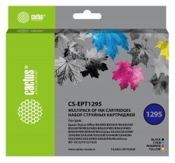 Комплект струйных картриджей Cactus CS-EPT1295 черный/голубой/желтый/пурпурный (45мл) для Epson Stylus Office B42/ BX305/ BX305F/ BX320/ BX525/ BX625/ SX420/ SX425/ SX525/ SX620