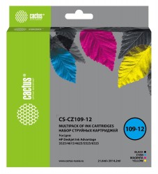 Комплект струйных картриджей Cactus CS-CZ109-12 черный/голубой/желтый/пурпурный (64.2мл) для HP DJ IA 3525/ 5525/ 4525