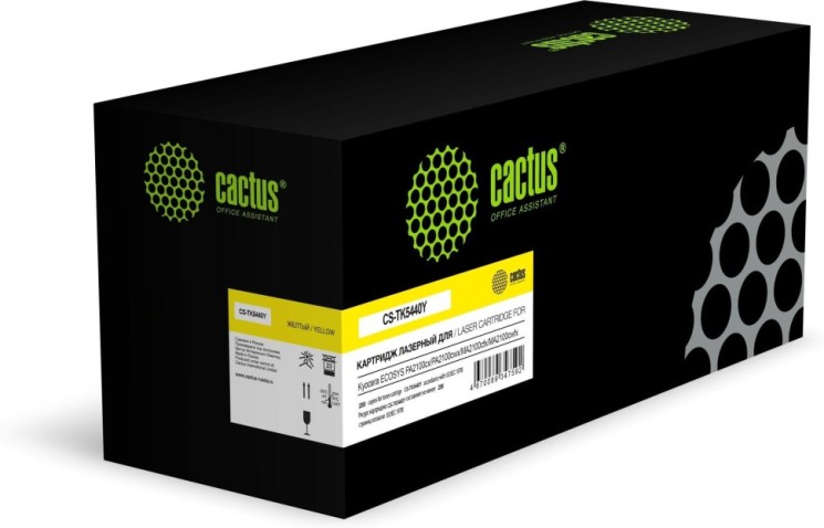 Картридж Cactus TK-5440Y (CS-TK5440Y) Yellow для Kyocera ECOSYS PA2100cx/ PA2100cwx/ MA2100cfx/ MA2100cwfx, жёлтый, увеличенный, 2200 стр.