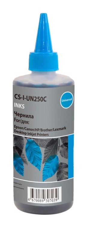 Чернила Cactus CS-I-Un250C для принтеров HP/ Lexmark/ Canon/ Epson/ Brother, голубой, 250 мл