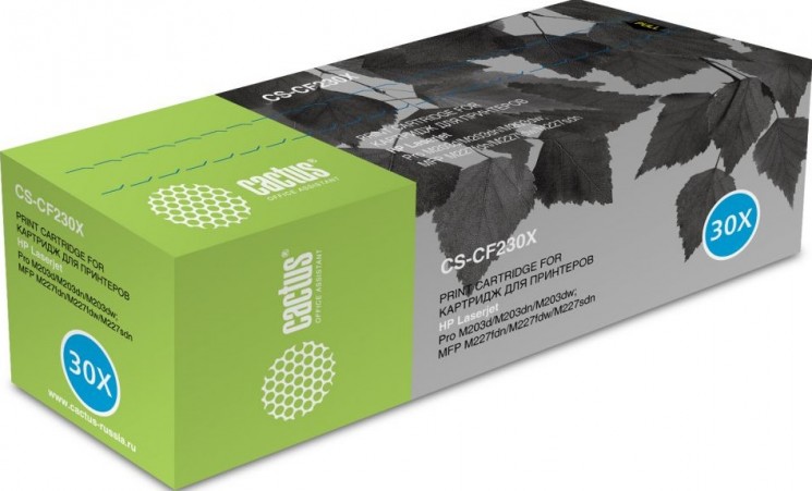 Картридж лазерный Cactus CF230X (CS-CF230X) для принтеров HP LaserJet 203/ 227 черный 3500 страниц