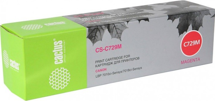 Картридж лазерный Cactus 729M (CS-C729M) для принтеров Canon i-SENSYS LBP-7010C/ LBP-7018C пурпурный 1000 страниц