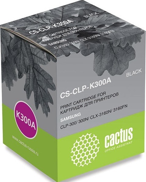 Картридж лазерный Cactus CLP-K300A (CS-CLP-K300A) для принтеров Samsung CLP-300/ 300N/ CLX-3160N/ 3160FN черный 2000 страниц