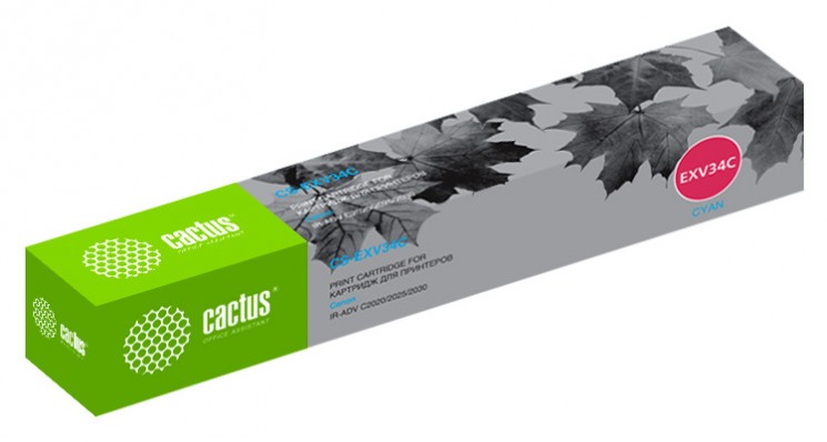 Картридж лазерный Cactus CS-EXV34C голубой (19000стр.) для Canon IR Advance C2030L/C2030i/C2020L/C2020i/C2025i