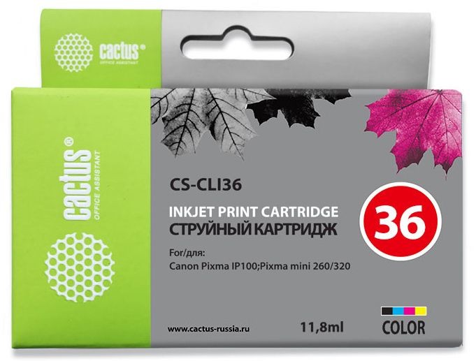 Картридж струйный Cactus CS-CLI36 многоцветный (11.8мл) для Canon Pixma 260