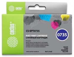 Картридж струйный Cactus CS-EPT0735 черный/голубой/пурпурный/желтый набор (45.6мл) для Epson Stylus С79/C110/СХ3900/CX4900