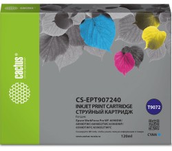 Картридж струйный Cactus T9072 (CS-EPT907240) для принтеров Epson WorkForce WF-6090DW/ WF-6590DWF Pro, голубой, 120 мл