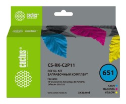 Заправочный набор Cactus №651 (CS-RK-C2P11) для принтеров HP DJ 5575/ 5645, многоцветный, 3x30 мл