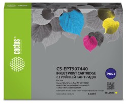 Картридж струйный Cactus T9074 (CS-EPT907440) для принтеров Epson WorkForce WF-6090DW/ WF-6590DWF Pro, желтый, 120 мл