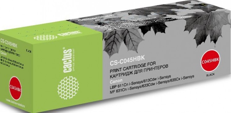 Картридж лазерный Cactus C045HBK (CS-C045HBK) для принтеров Canon LBP 611Cn/ 613Cdw/ 631Cn/ 633Cdw/ 635Cx черный 2800 страниц