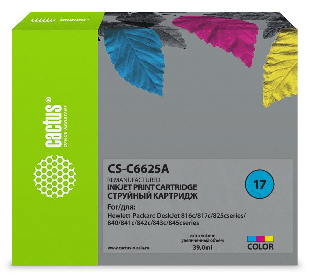Картридж струйный Cactus CS-C6625A №17 многоцветный (39мл) для HP DJ 816c/817/825/840/841c/842c/843c/845c