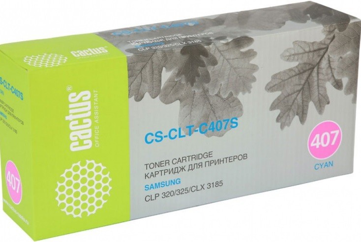 Картридж лазерный Cactus CLT-C407S (CS-CLT-C407S) для принтеров Samsung CLP320/ 320n/ 325/ CLX3185/ 3185n/ 3185fn голубой 1000 страниц