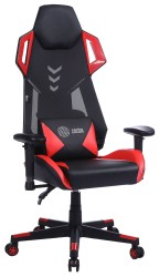 Кресло игровое Cactus CS-CHR-090BLR эко.кожа/ сетка крестов. нейлон, черный/ красный