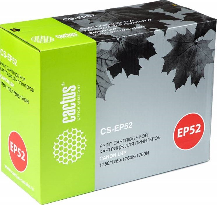 Картридж лазерный Cactus EP-52 (CS-EP52) для принтеров Canon LBP 1750/ 1760/ 1760E/ 1760N черный 10000 страниц