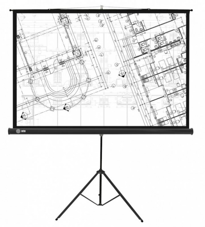 Экран Cactus 127x127 см Triscreen CS-PST-127X127 1:1 напольный рулонный черный